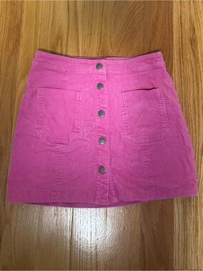 The Impeccable Pig Hot Pink Button-Front Mini Skirt